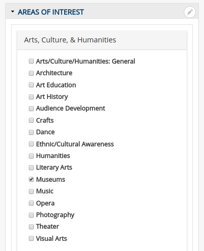 Areas of Interest Select Areas of Interest