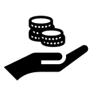 hand palm up with stack of coins in it